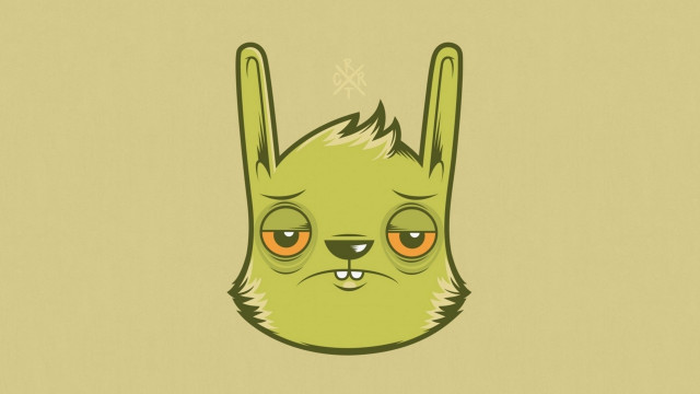 Green bunny big eyes weird free wallpaper for desktop - medium preview image