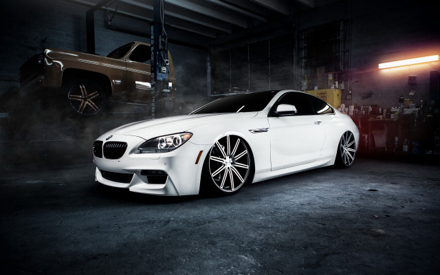 White car garage truck smoke #2 free wallpaper for desktop - medium preview image