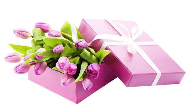Pink box flower bouquet white free wallpaper for desktop - medium preview image