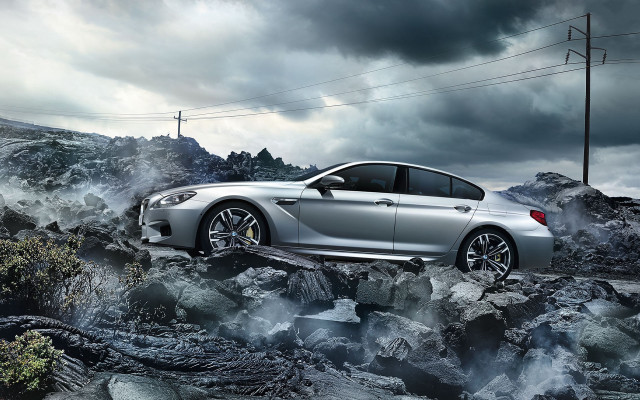 Silver car rocky road dark free wallpaper for desktop - medium preview image