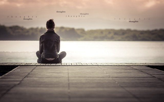 Docked person lake trees tranquil free wallpaper for desktop - medium preview image