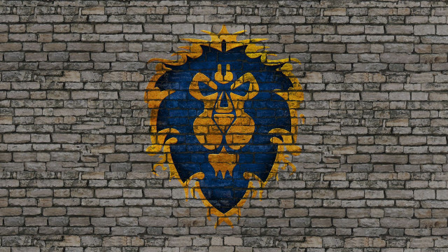 Lion head brick wall blue free wallpaper for desktop - medium preview image