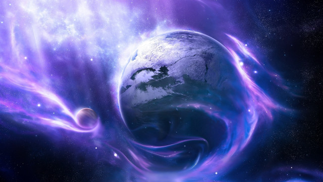Planet spiral star space art free wallpaper for desktop - medium preview image