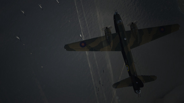 Small airplane over water night free wallpaper for desktop - medium preview image