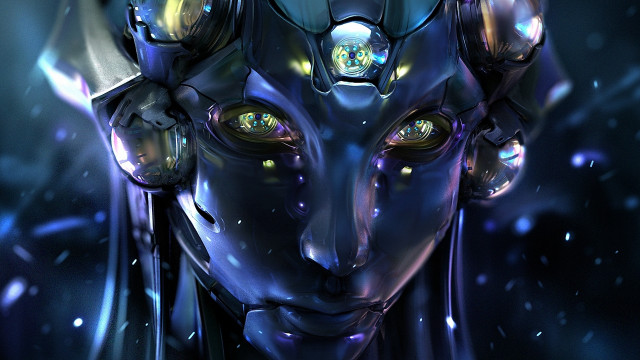 Futuristic woman glowing eyes cybernetic free wallpaper for desktop - medium preview image