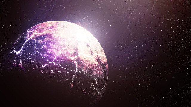 Purple black planet starry sky free wallpaper for desktop - medium preview image