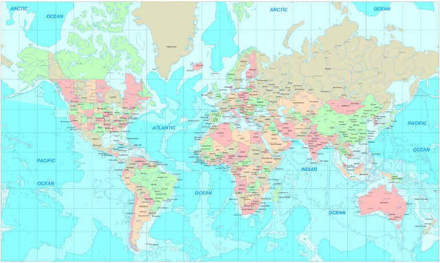 World map jigsaw typographic aqua free wallpaper for desktop - medium preview image