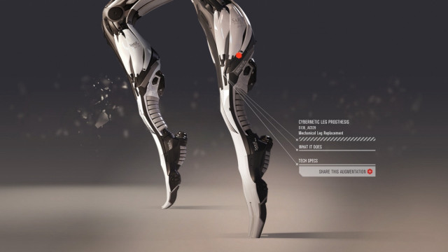 Futuristic robot gray surface red free wallpaper for desktop - medium preview image