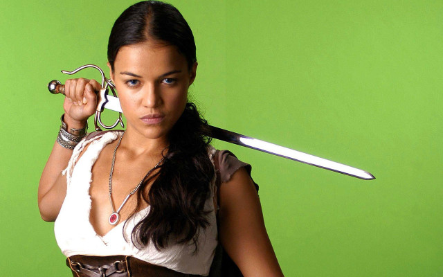 Woman sword scissors feminist art free wallpaper for desktop - medium preview image