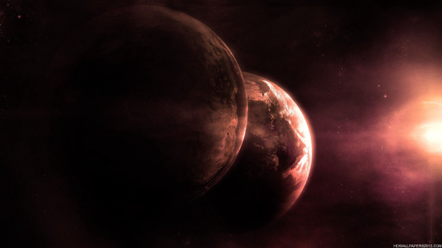 Two planets in space bright free wallpaper for desktop - medium preview image