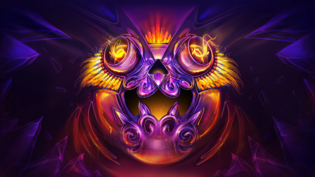 Owl purple background yellow wings free wallpaper for desktop - medium preview image