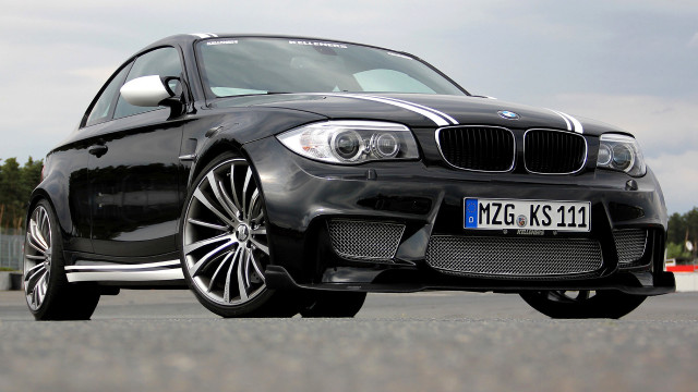 Black car white stripe front free wallpaper for desktop - medium preview image