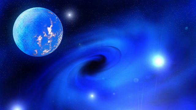 Blue spiral stars planet sky free wallpaper for desktop - medium preview image