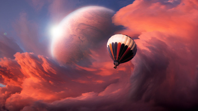 Hot air balloon red planet free wallpaper for desktop - medium preview image