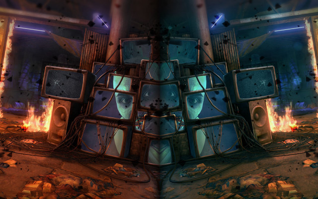 Fire television deconstructivism urban embers free wallpaper for desktop - medium preview image