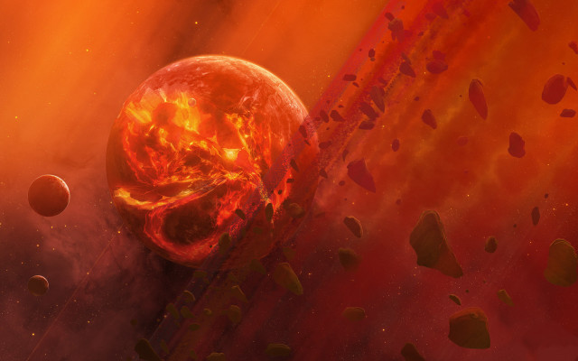 Red planet fireball lava night free wallpaper for desktop - medium preview image