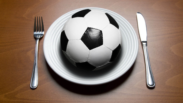 Soccer ball on plate with free wallpaper for desktop - medium preview image