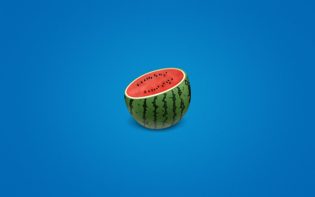 Watermelon slice blue surface background free wallpaper for desktop - medium preview image