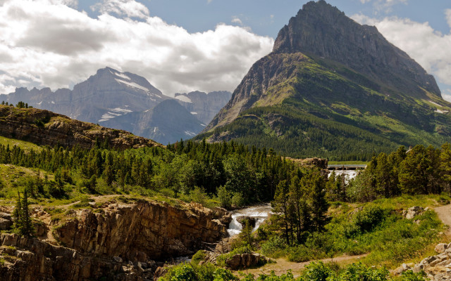 Mountain river bridge nature landscape #2 free wallpaper for desktop - medium preview image