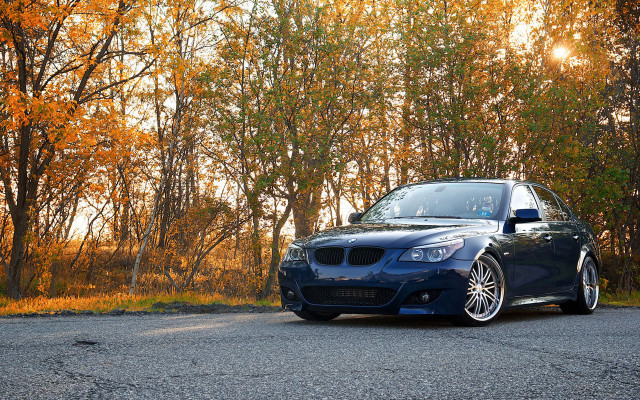 Blue car autumn leaves fireworks free wallpaper for desktop - medium preview image