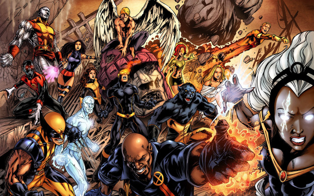 Comic characters group flames background free wallpaper for desktop - medium preview image