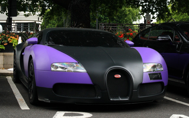 Purple black bugatti parking lot free wallpaper for desktop - medium preview image