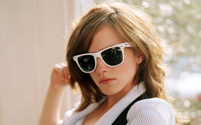 Woman sunglasses white shirt posing free wallpaper for desktop - medium preview image