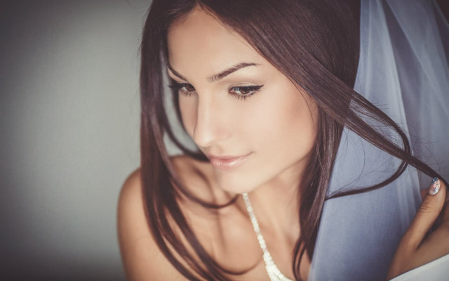 Woman veil necklace wind blow free wallpaper for desktop - medium preview image