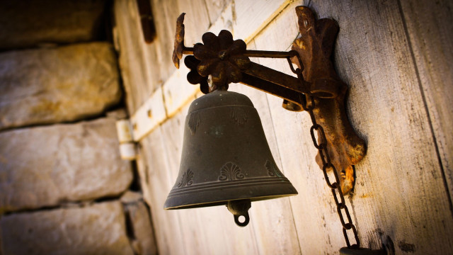 Bell wall chainlink fence wooden free wallpaper for desktop - medium preview image