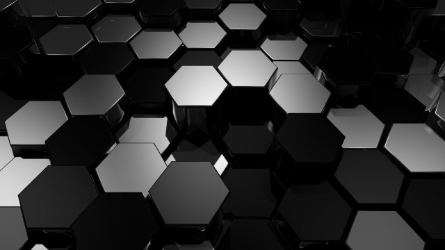 Black white hexagon abstract geometric free wallpaper for desktop - medium preview image