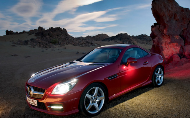 Red sports car desert night #2 free wallpaper for desktop - medium preview image