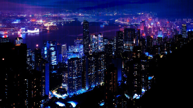 City night lights buildings fireworks free wallpaper for desktop - medium preview image
