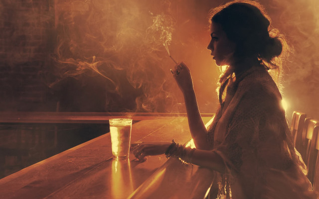 Woman smoke candlefire cinematic photography free wallpaper for desktop - medium preview image