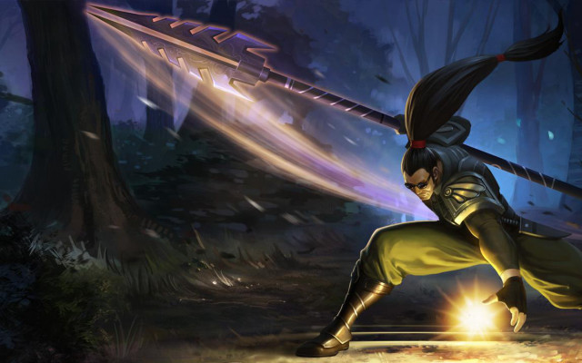 Man yellow outfit sword forest #2 free wallpaper for desktop - medium preview image