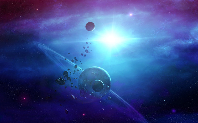Space planet stars blue horizon free wallpaper for desktop - medium preview image