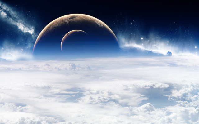 Earth moon stars clouds space free wallpaper for desktop - medium preview image
