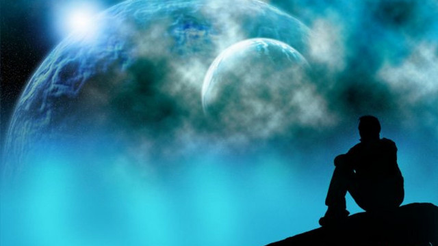 Man rock planet brightlight night free wallpaper for desktop - medium preview image