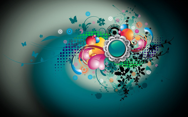 Colorful abstract flower butterfly blue free wallpaper for desktop - medium preview image