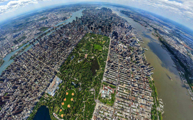 City river park aerial tiltshift free wallpaper for desktop - medium preview image