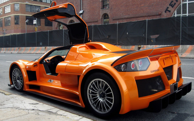 Orange sports car open hood #3 free wallpaper for desktop - medium preview image