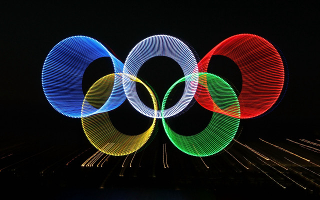 Colorful lights olympic symbol black free wallpaper for desktop - medium preview image