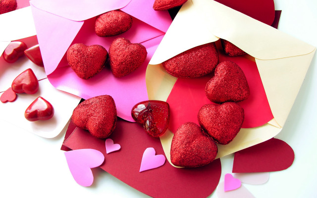 Hearts table paper envelopes love free wallpaper for desktop - medium preview image