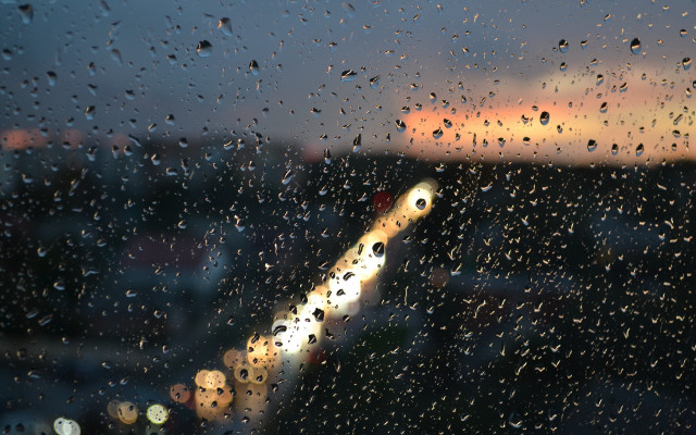 Rainy city night astronaut moon free wallpaper for desktop - medium preview image