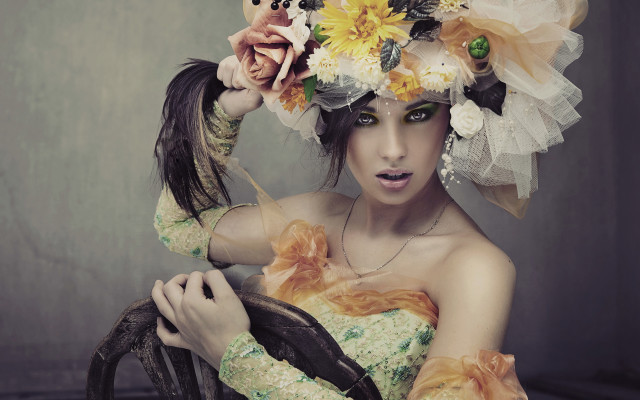 Woman flower crown steering wheel free wallpaper for desktop - medium preview image