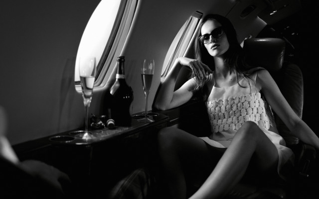 Woman sitting airplane wine luxury free wallpaper for desktop - medium preview image
