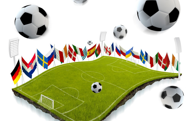 Soccer field flags balls air free wallpaper for desktop - medium preview image