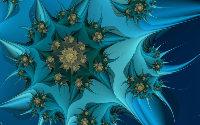 Blue flower golden accent star free wallpaper for desktop - medium preview image
