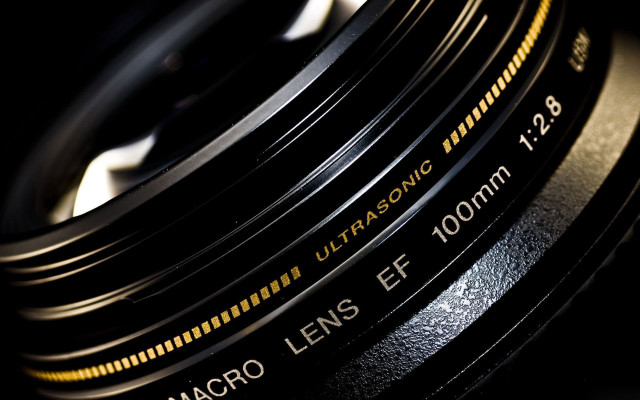 Camera lens closeup yellow stripe #2 free wallpaper for desktop - medium preview image