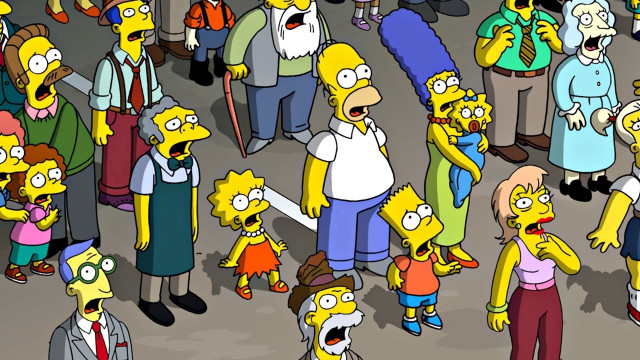 Simpsons group animated shock art free wallpaper for desktop - medium preview image
