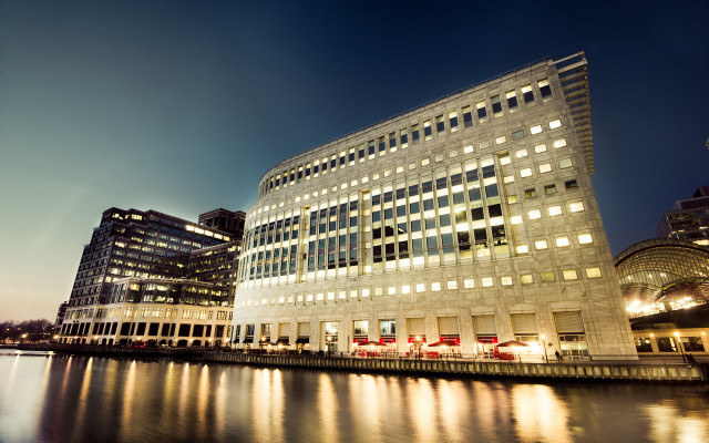 Large building waterfront night architecture free wallpaper for desktop - medium preview image